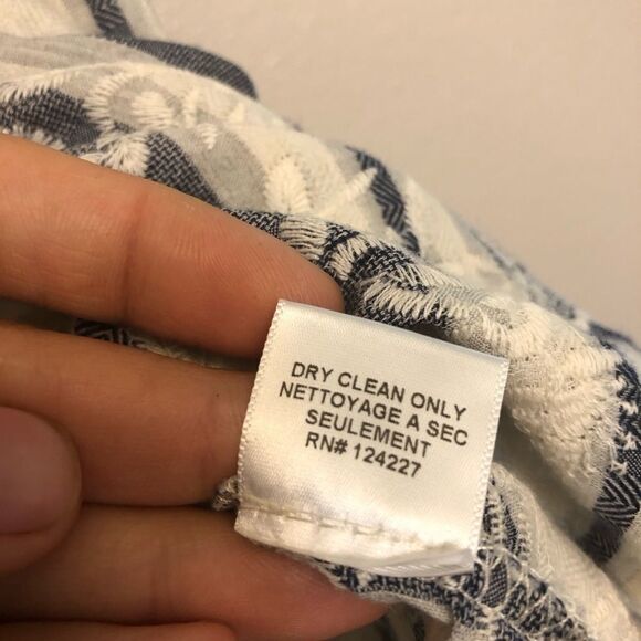 MISA Los Angeles Off Shoulder romantic embroidered stripe Cotton Dress coastal M - Picture 7 of 16